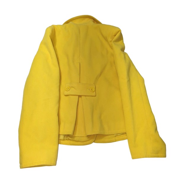 Studio Works Jacket Yellow Woman's Large Button Up Faux Pockets - Picture 2 of 4